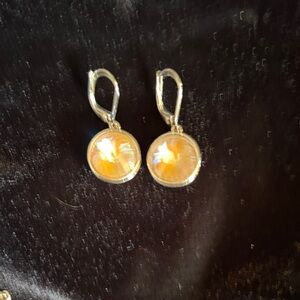 Elegant Silver and Orange Drop Earrings